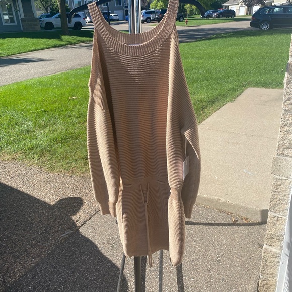 “All the ways” oatmeal cold shoulder sweater mini dress from Revolve - Picture 5 of 5